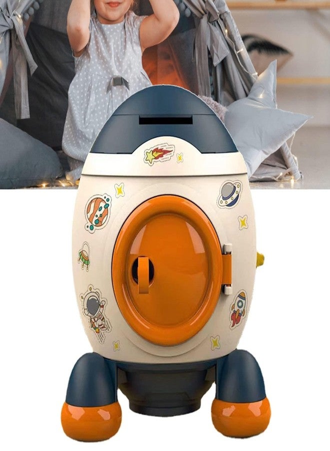 Beufee Piggy Bank, Space Rocket Cartoon Style Money Bank Kids Savings Box Kids Coines Money Saving Jar for Boys Girls (Morandi Blue) - Image 5